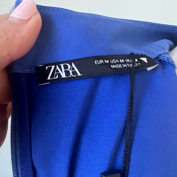 NWT Zara Blue Mock Neck Mini Dress Size Medium - Picture 7 of 9